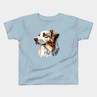 Border Collie Dog Watercolor Painting Kids T-Shirt